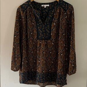 DR2 Black and Brown Paisley Blouse